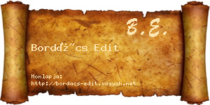 Bordács Edit névjegykártya